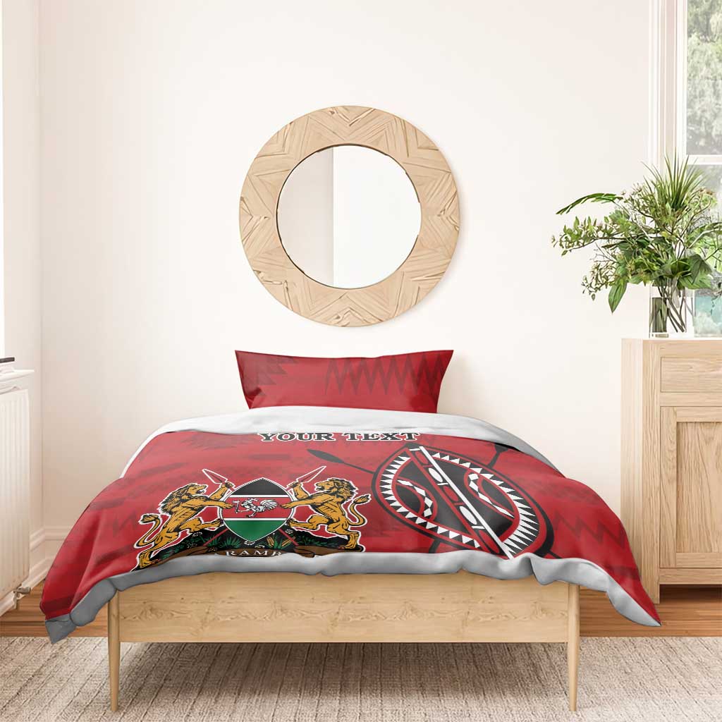 Personalized Afro Kenya Coat Of Arms Bedding Set Ethnic Seamless Pattern LT18