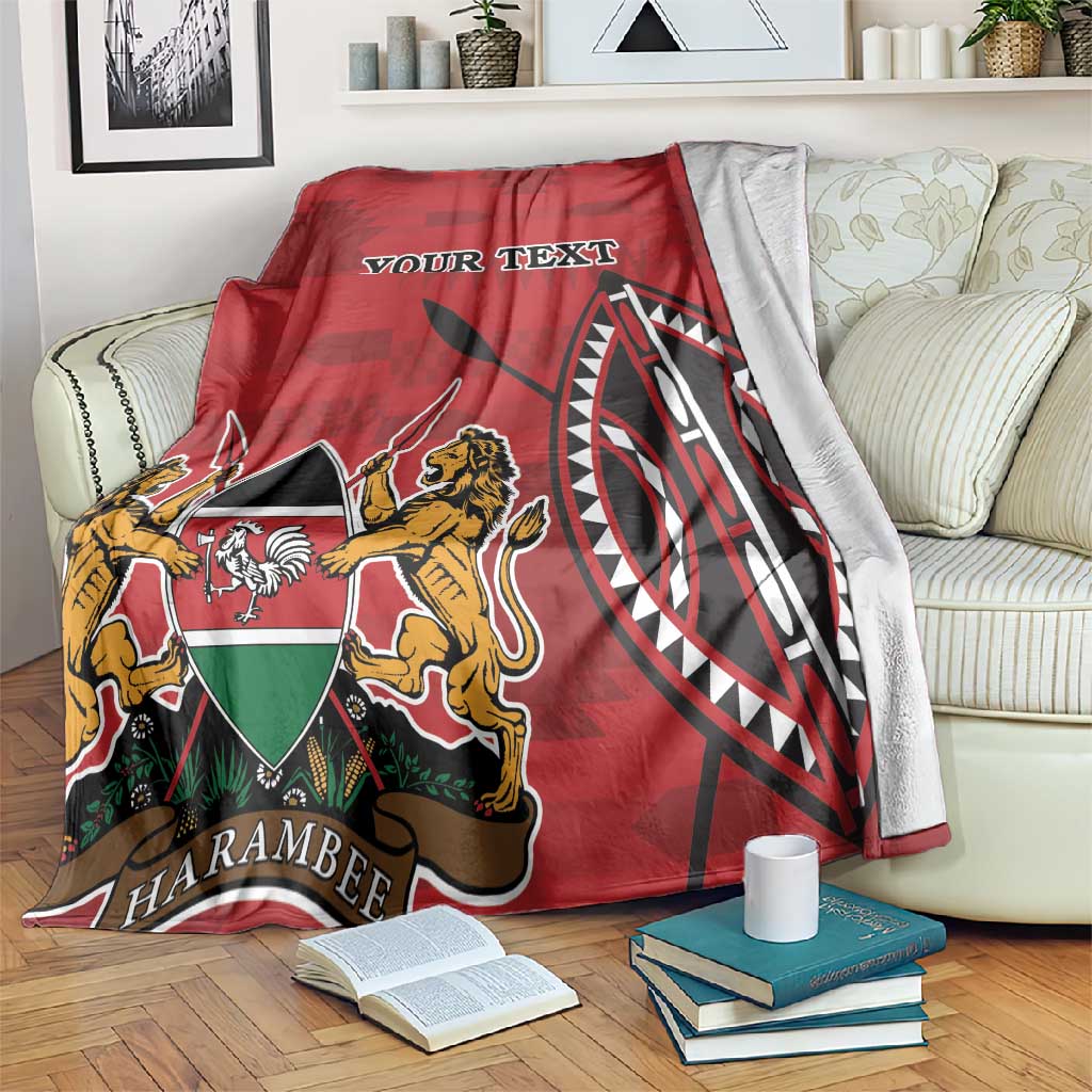 Personalized Afro Kenya Coat Of Arms Blanket Ethnic Seamless Pattern LT18