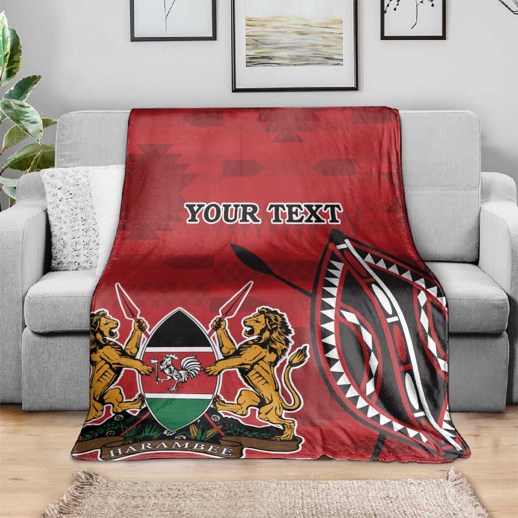 Personalized Afro Kenya Coat Of Arms Blanket Ethnic Seamless Pattern LT18