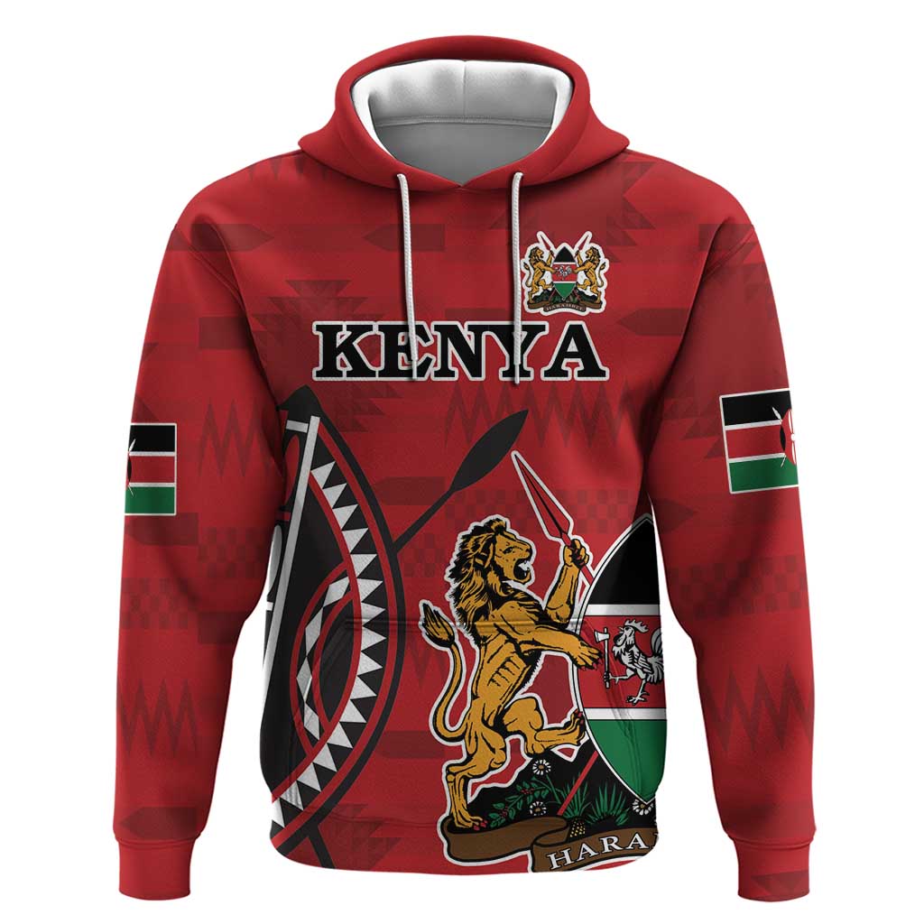 Personalized Kenya Coat Of Arms Hoodie Ethnic Seamless Pattern LT18