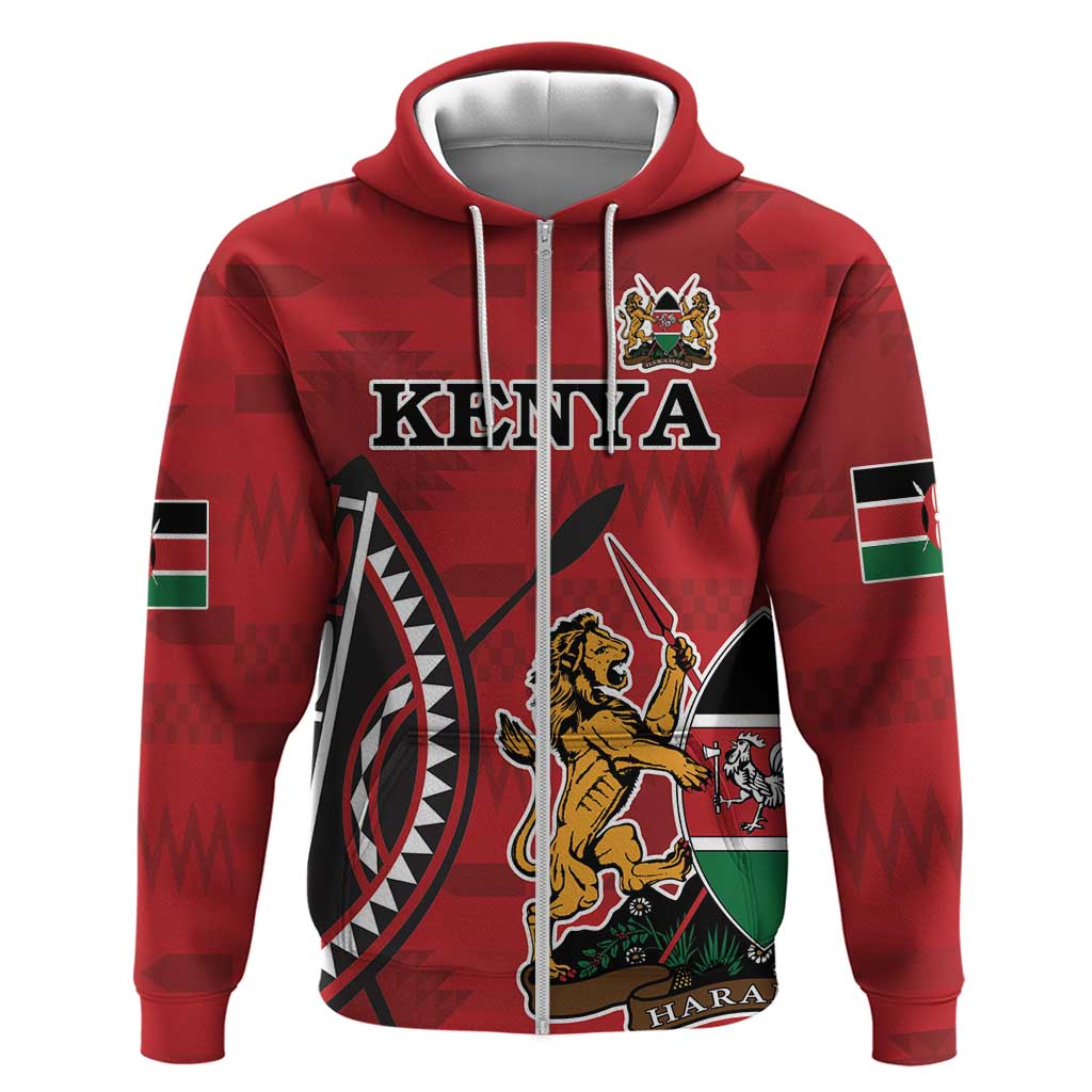 Personalized Kenya Coat Of Arms Hoodie Ethnic Seamless Pattern LT18