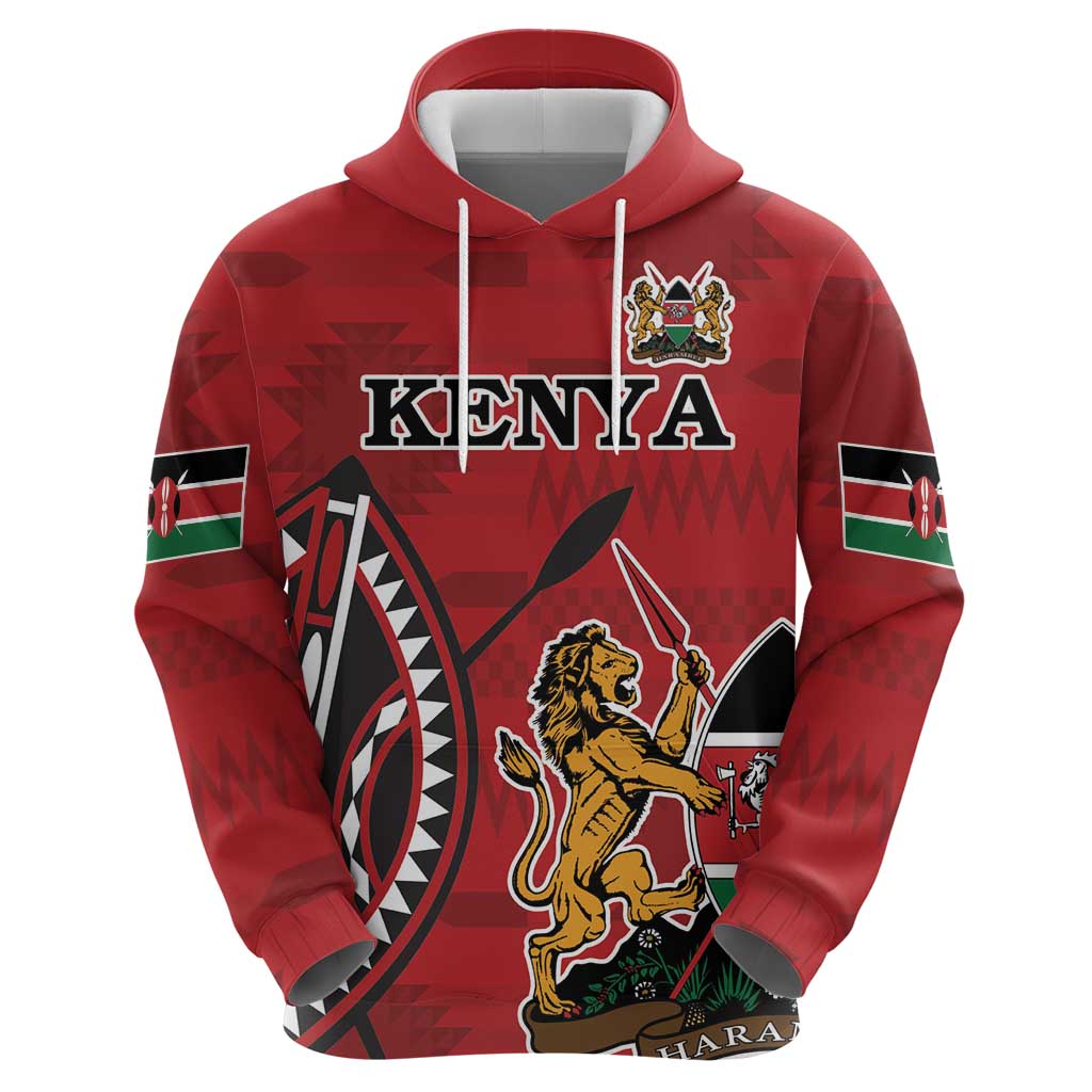 Personalized Kenya Coat Of Arms Hoodie Ethnic Seamless Pattern LT18