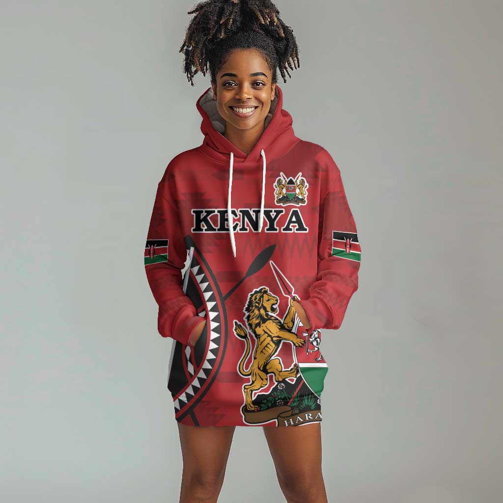 Personalized Afro Kenya Coat Of Arms Hoodie Dress Ethnic Seamless Pattern LT18