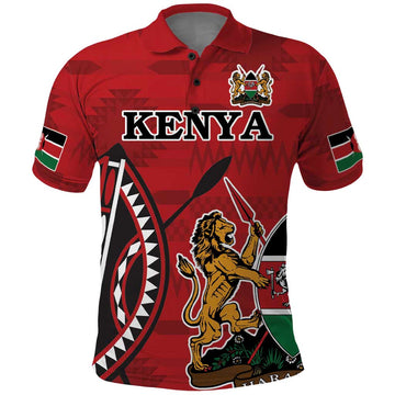 Personalized Kenya Coat Of Arms Polo Shirt Ethnic Seamless Pattern LT18