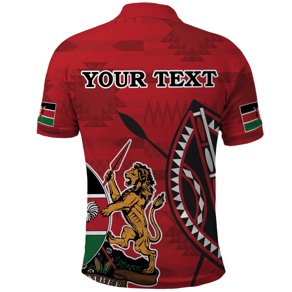 Personalized Kenya Coat Of Arms Polo Shirt Ethnic Seamless Pattern LT18