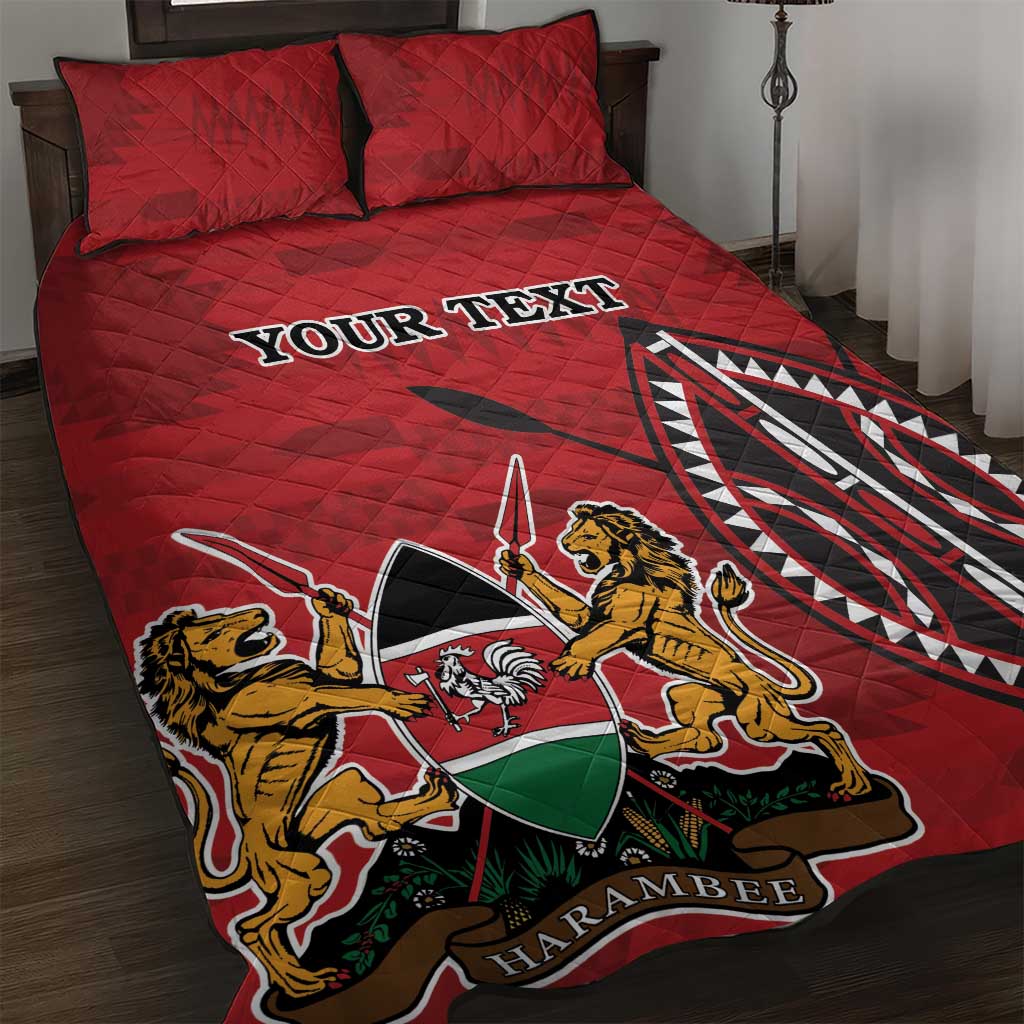 Personalized Afro Kenya Coat Of Arms Quilt Bed Set Ethnic Seamless Pattern LT18