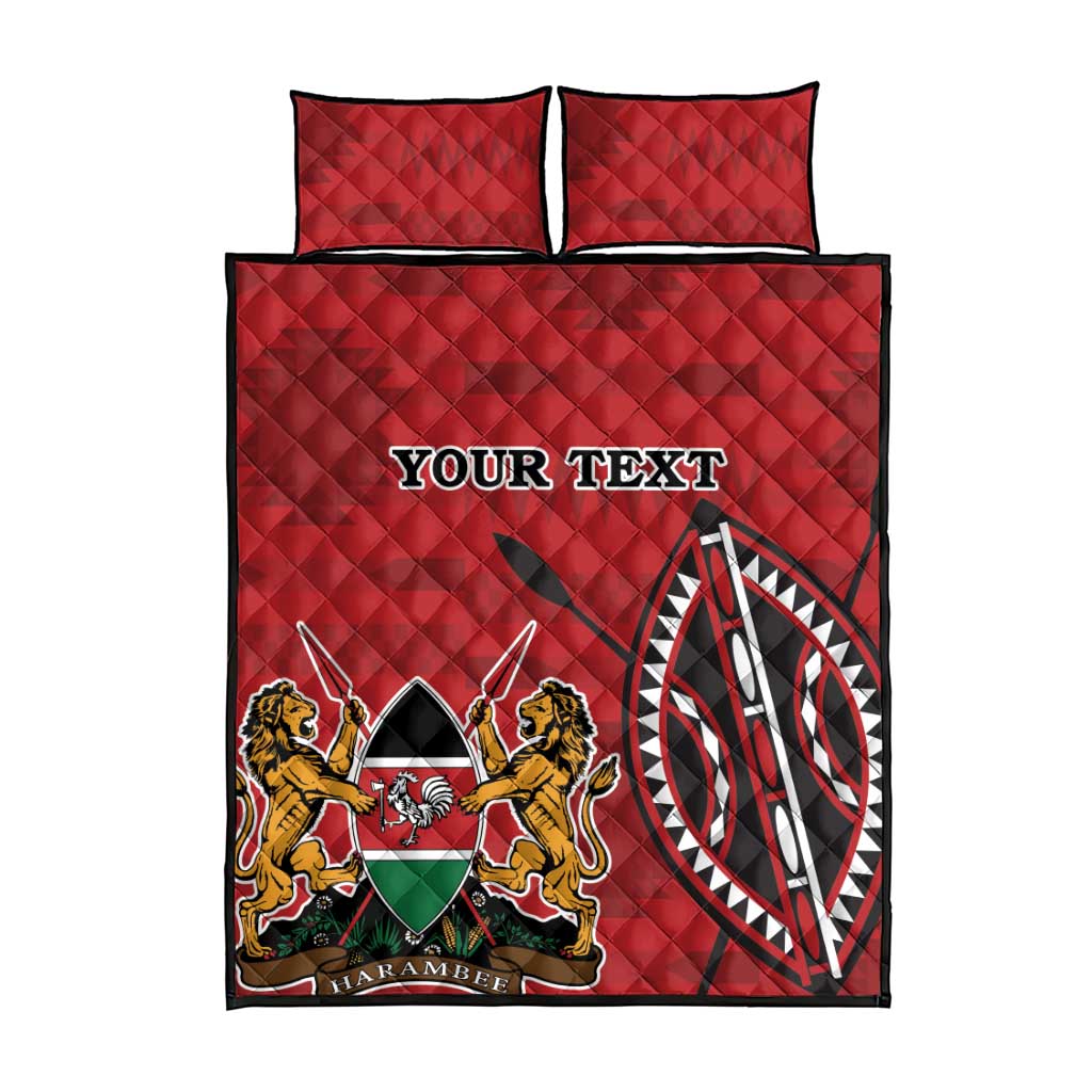 Personalized Afro Kenya Coat Of Arms Quilt Bed Set Ethnic Seamless Pattern LT18