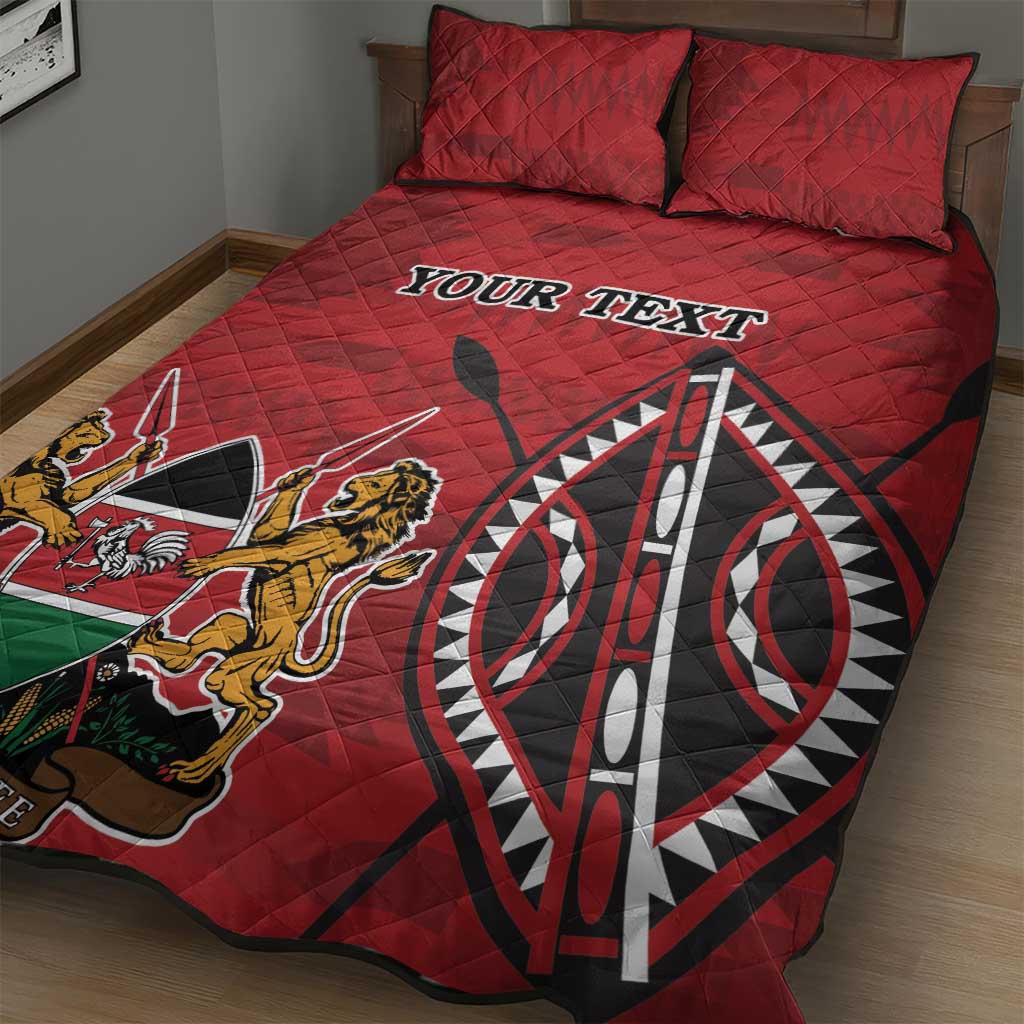 Personalized Afro Kenya Coat Of Arms Quilt Bed Set Ethnic Seamless Pattern LT18