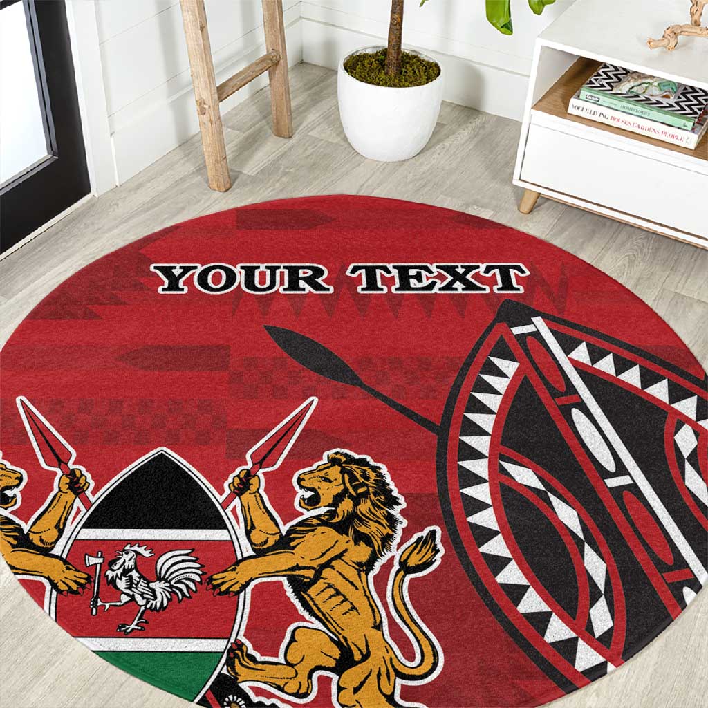 Personalized Afro Kenya Coat Of Arms Round Carpet Ethnic Seamless Pattern LT18