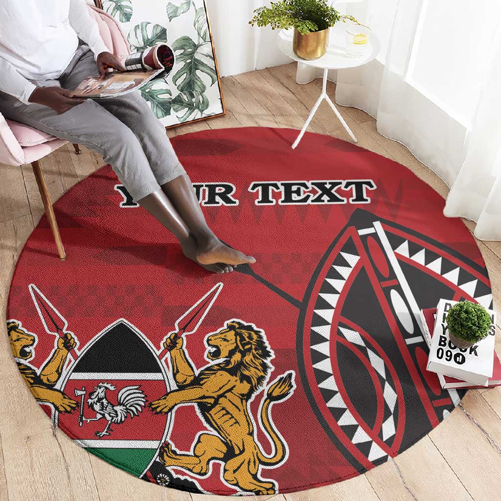 Personalized Afro Kenya Coat Of Arms Round Carpet Ethnic Seamless Pattern LT18