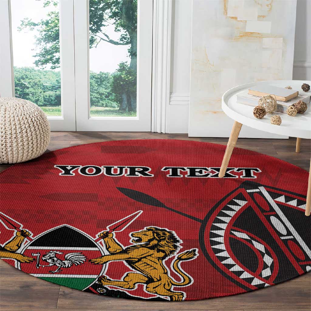 Personalized Afro Kenya Coat Of Arms Round Carpet Ethnic Seamless Pattern LT18