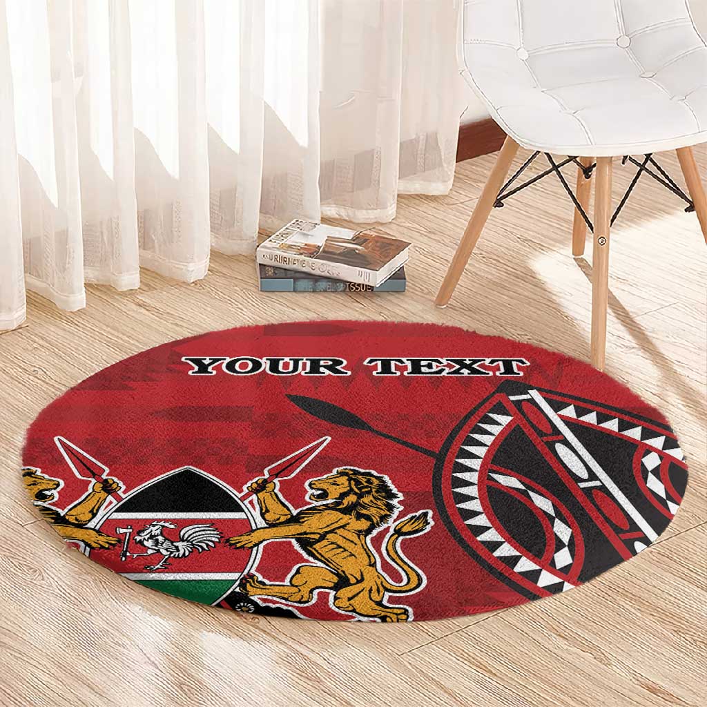 Personalized Afro Kenya Coat Of Arms Round Carpet Ethnic Seamless Pattern LT18