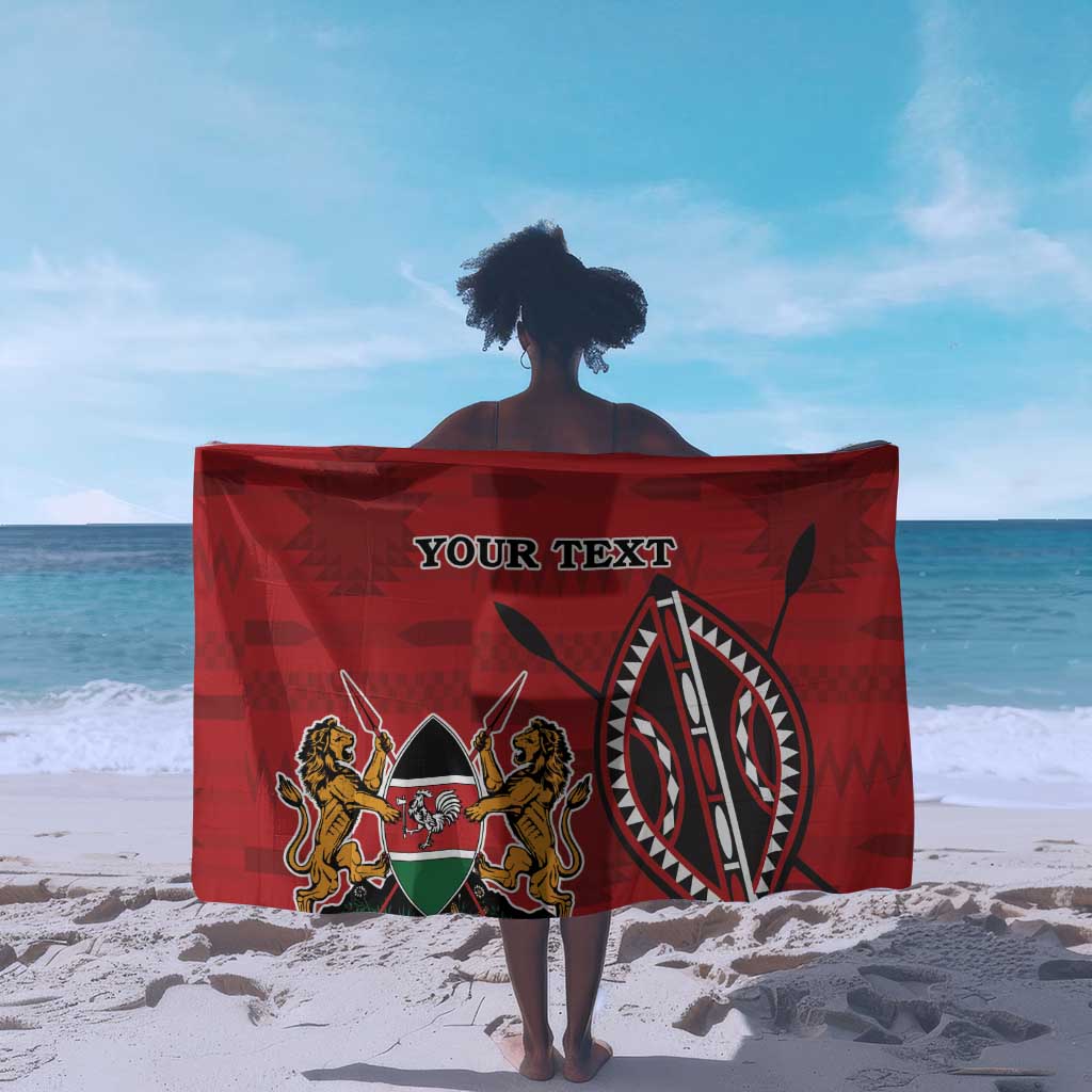 Personalized Afro Kenya Coat Of Arms Sarong Ethnic Seamless Pattern LT18