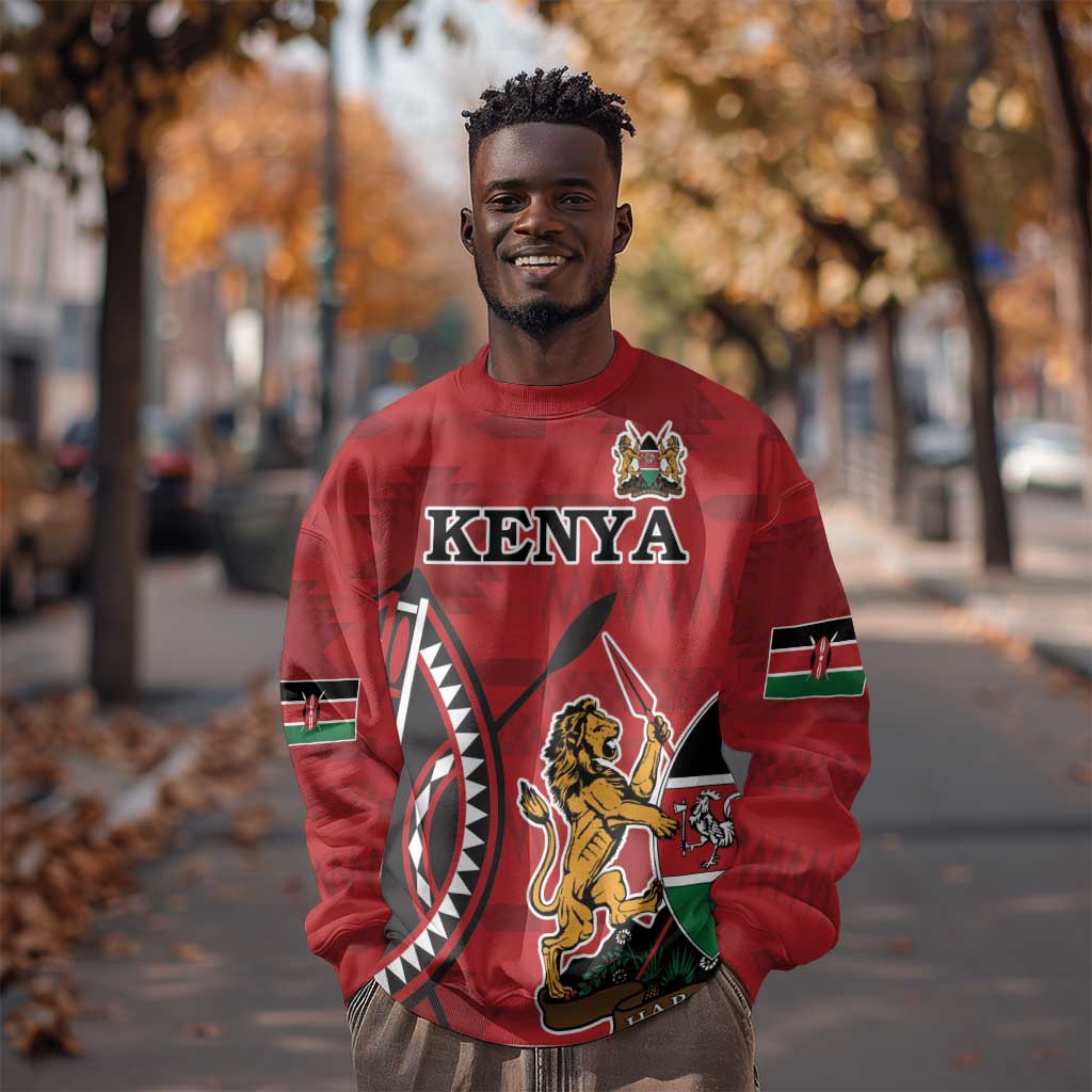 Personalized Afro Kenya Coat Of Arms Sweatshirt Ethnic Seamless Pattern LT18