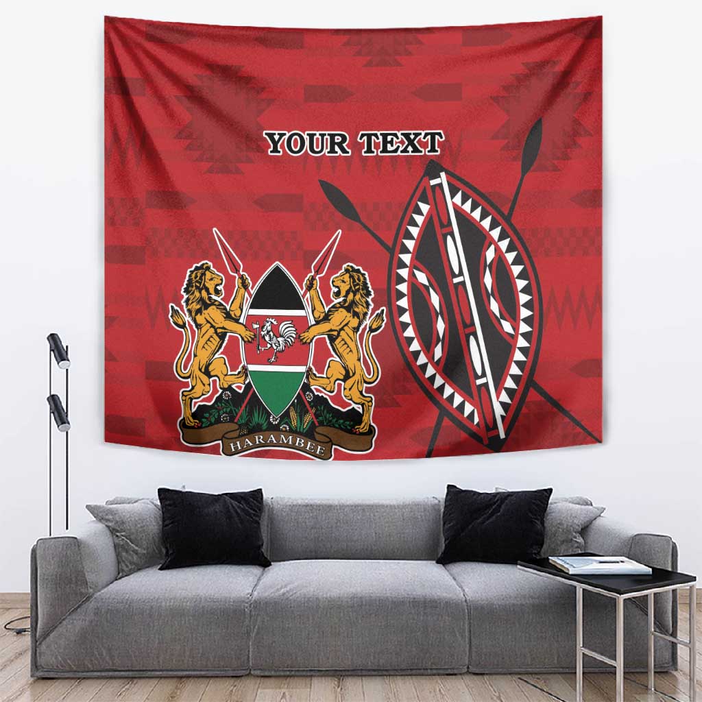 Personalized Afro Kenya Coat Of Arms Tapestry Ethnic Seamless Pattern LT18