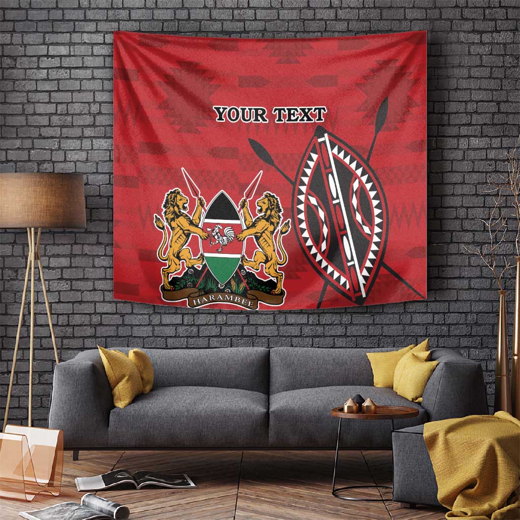Personalized Afro Kenya Coat Of Arms Tapestry Ethnic Seamless Pattern LT18