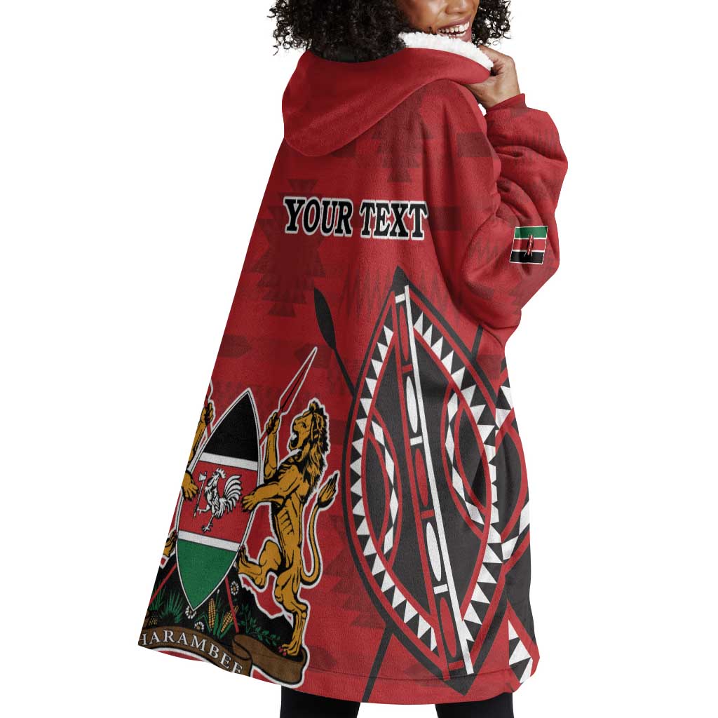 Personalized Afro Kenya Coat Of Arms Wearable Blanket Hoodie Ethnic Seamless Pattern LT18