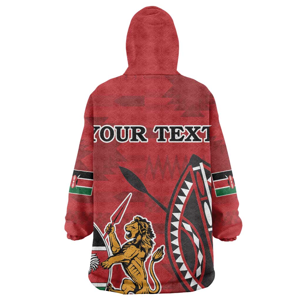 Personalized Afro Kenya Coat Of Arms Wearable Blanket Hoodie Ethnic Seamless Pattern LT18