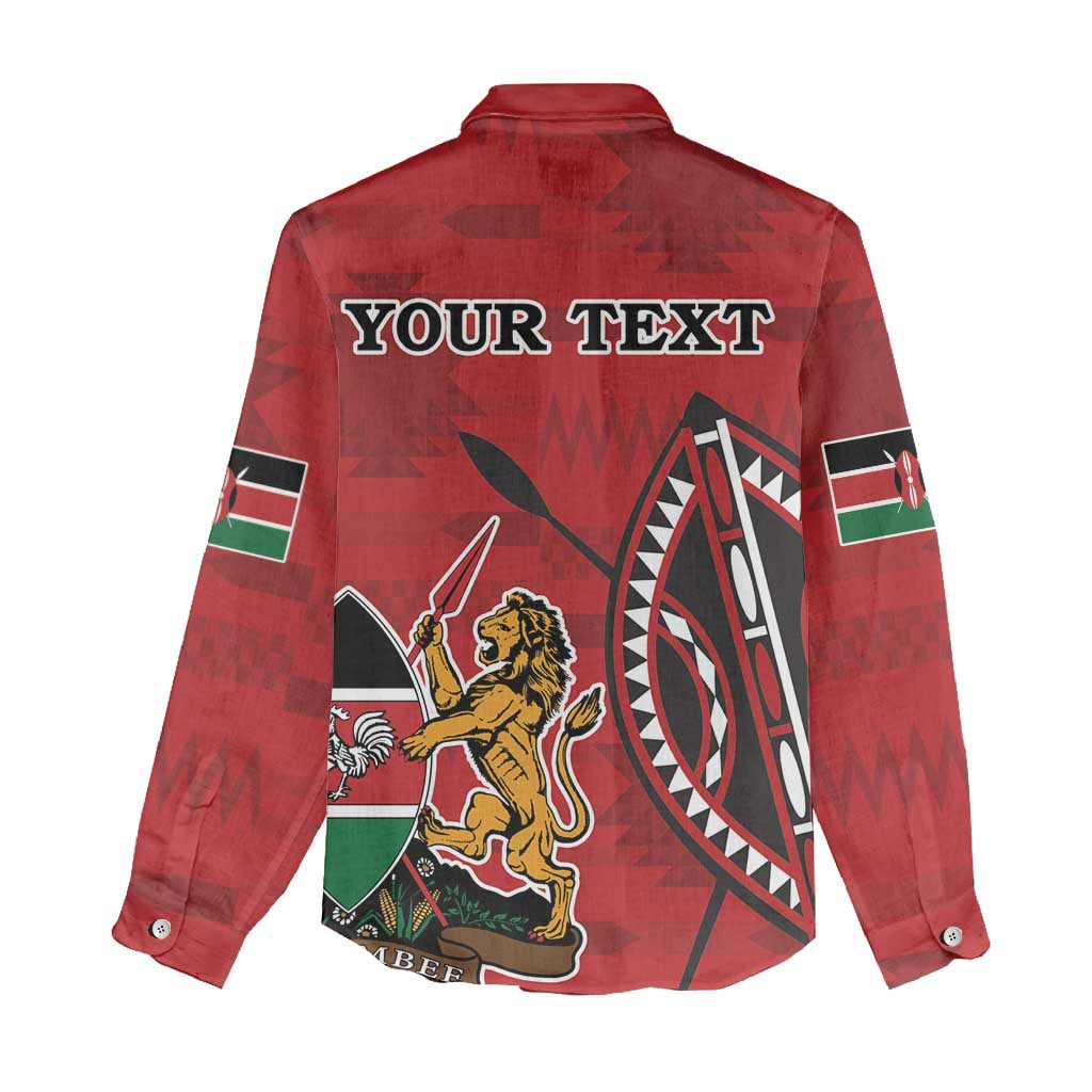 Personalized Afro Kenya Coat Of Arms Women Casual Shirt Ethnic Seamless Pattern LT18