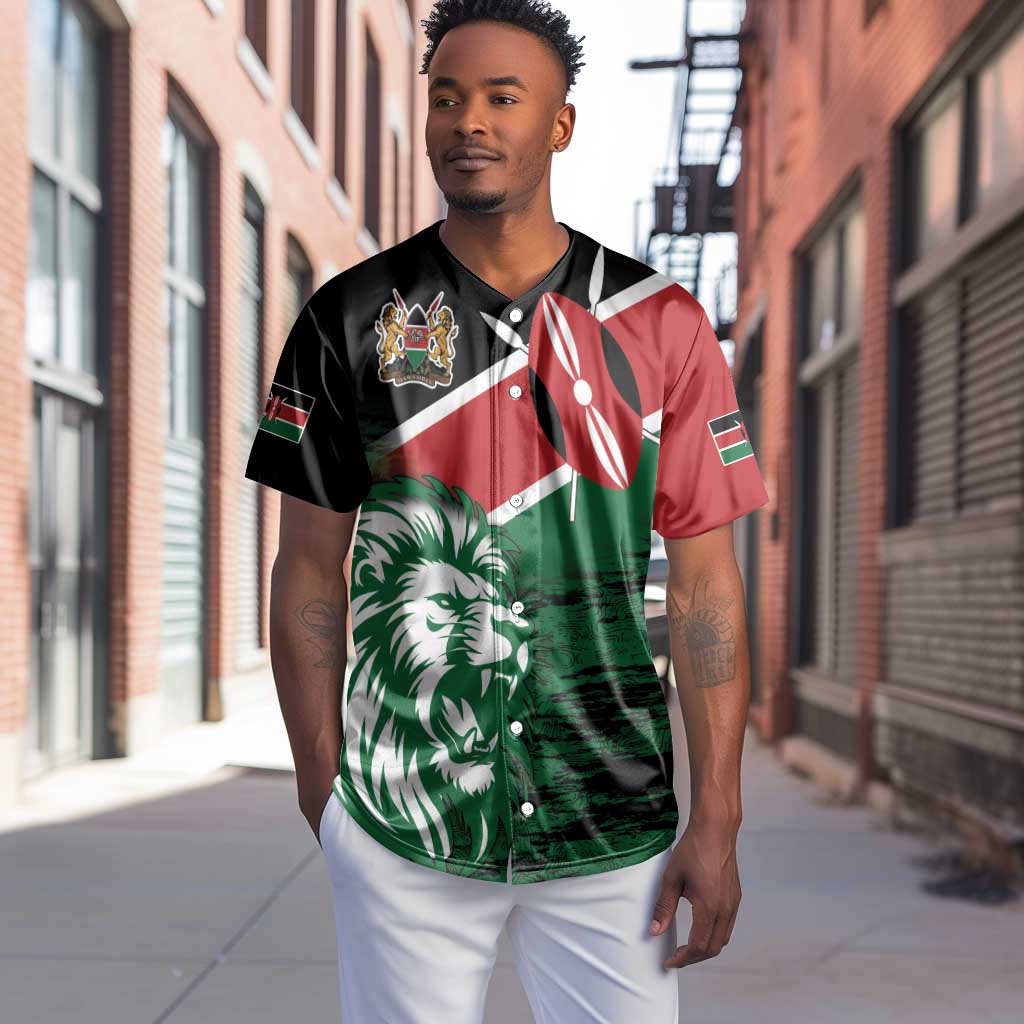Afro Kenya Lion Head Baseball Jersey Flag Style LT18