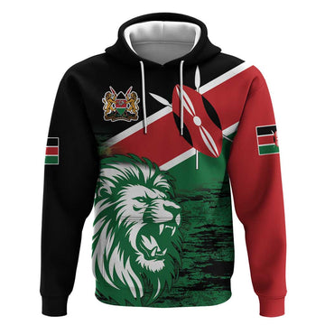 Kenya Lion Head Hoodie Flag Style LT18