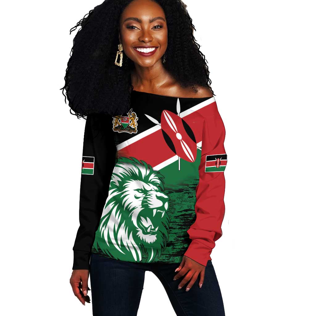 Afro Kenya Lion Head Off Shoulder Sweater Flag Style LT18
