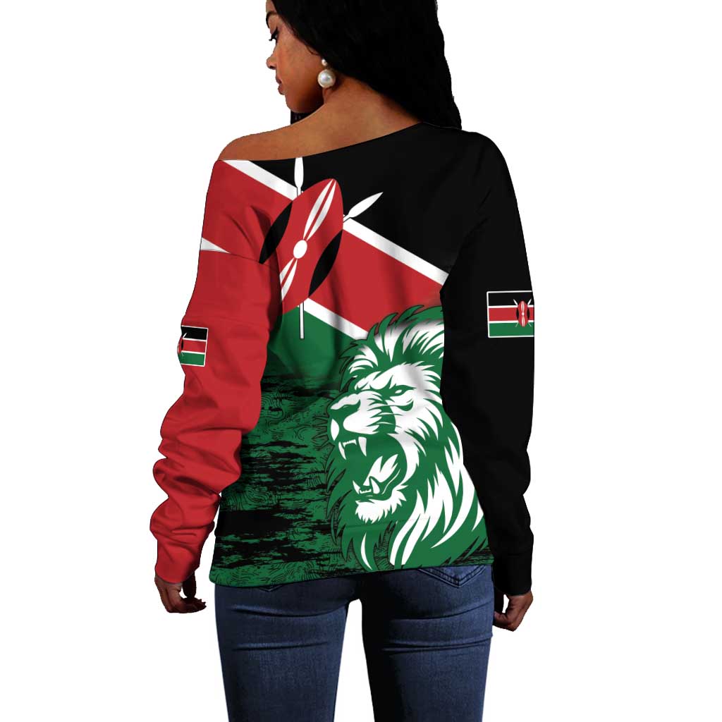 Afro Kenya Lion Head Off Shoulder Sweater Flag Style LT18