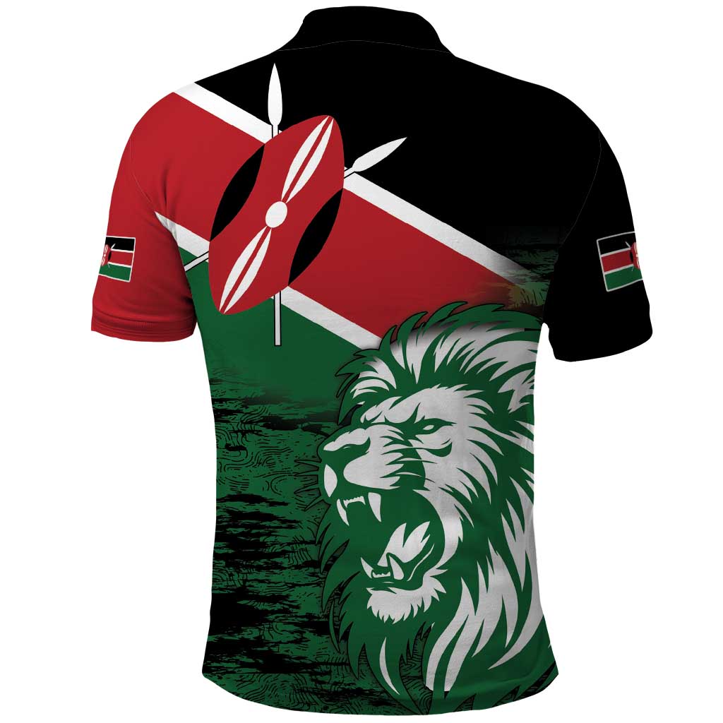 Kenya Lion Head Polo Shirt Flag Style LT18