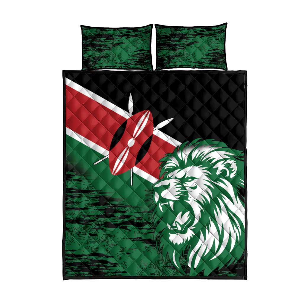 Afro Kenya Lion Head Quilt Bed Set Flag Style LT18