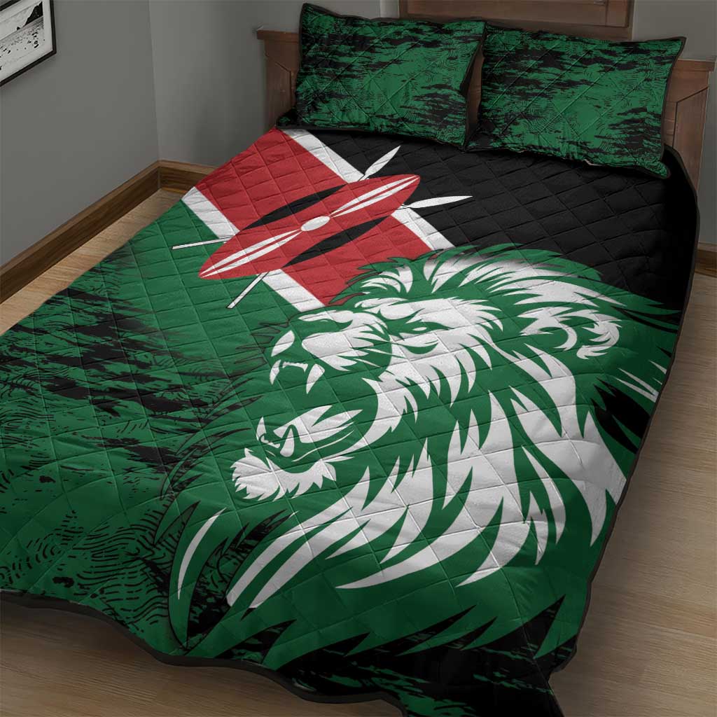 Afro Kenya Lion Head Quilt Bed Set Flag Style LT18