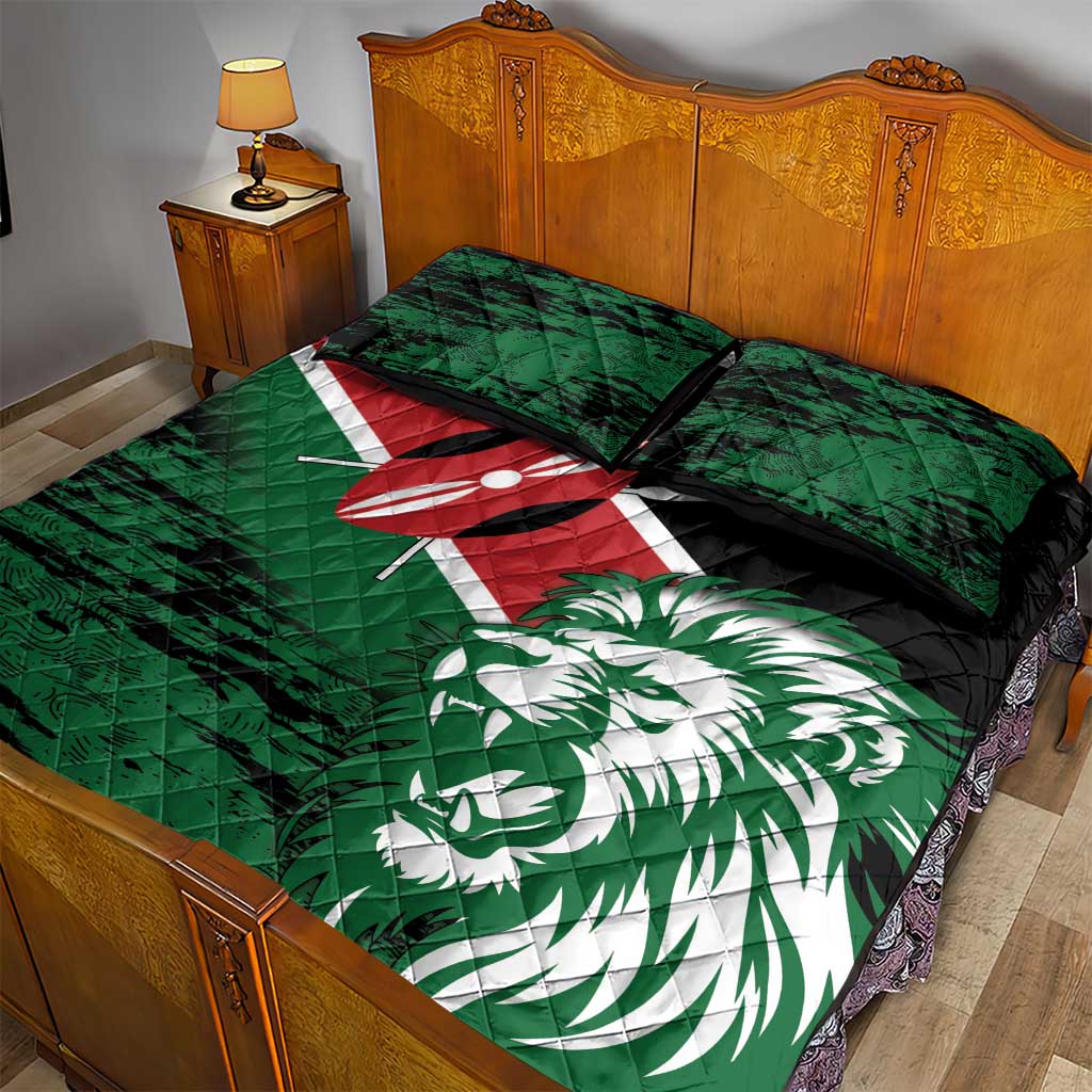 Afro Kenya Lion Head Quilt Bed Set Flag Style LT18