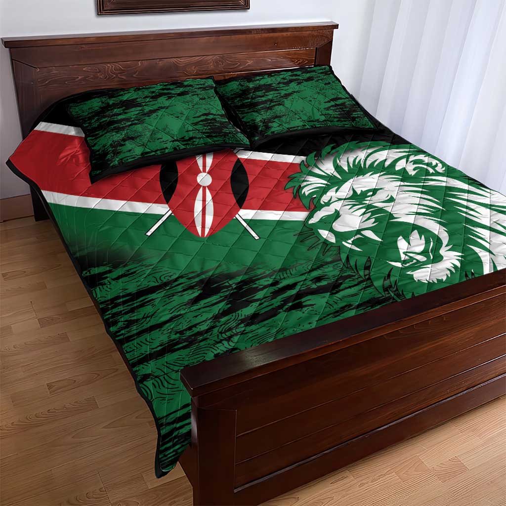 Afro Kenya Lion Head Quilt Bed Set Flag Style LT18