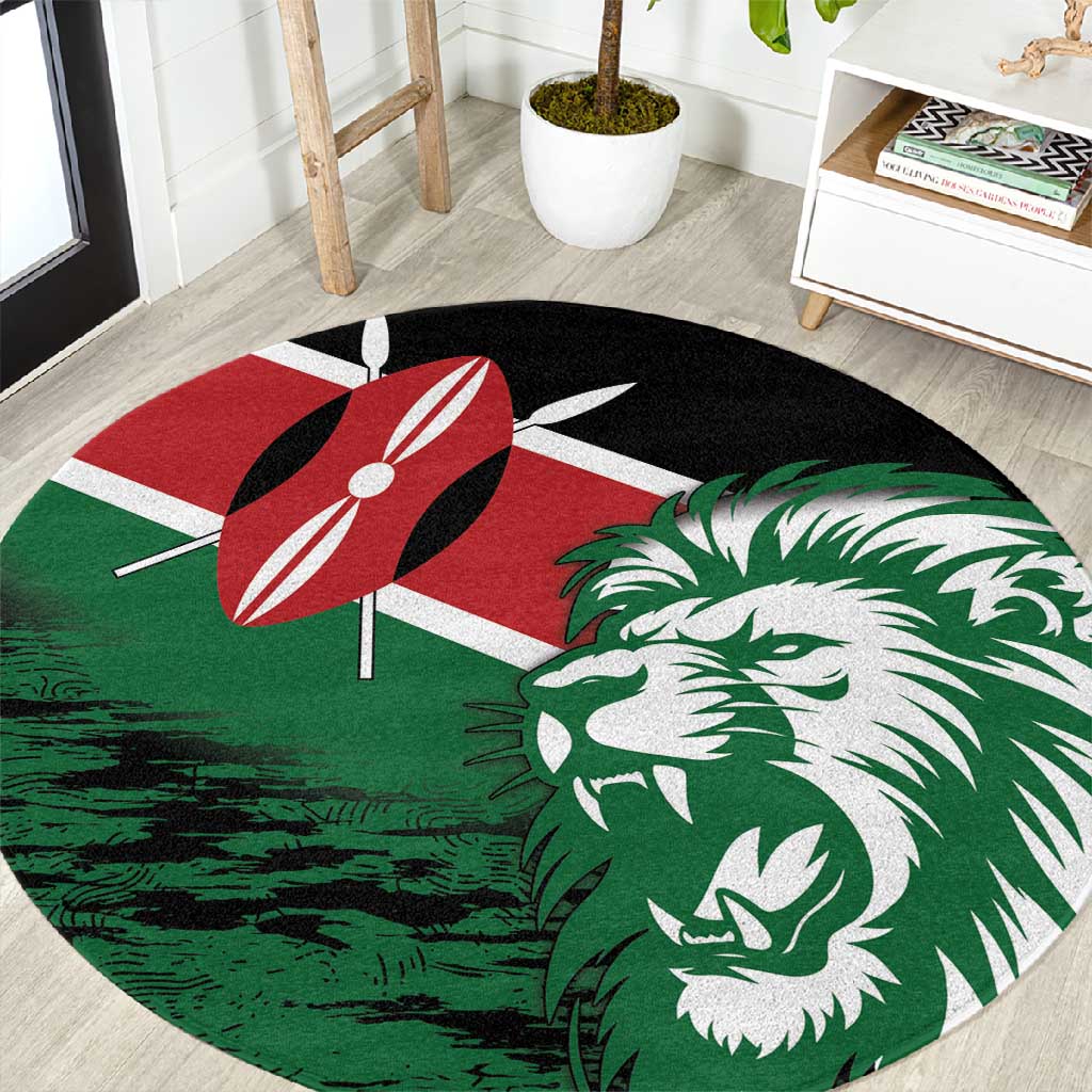 Afro Kenya Lion Head Round Carpet Flag Style LT18