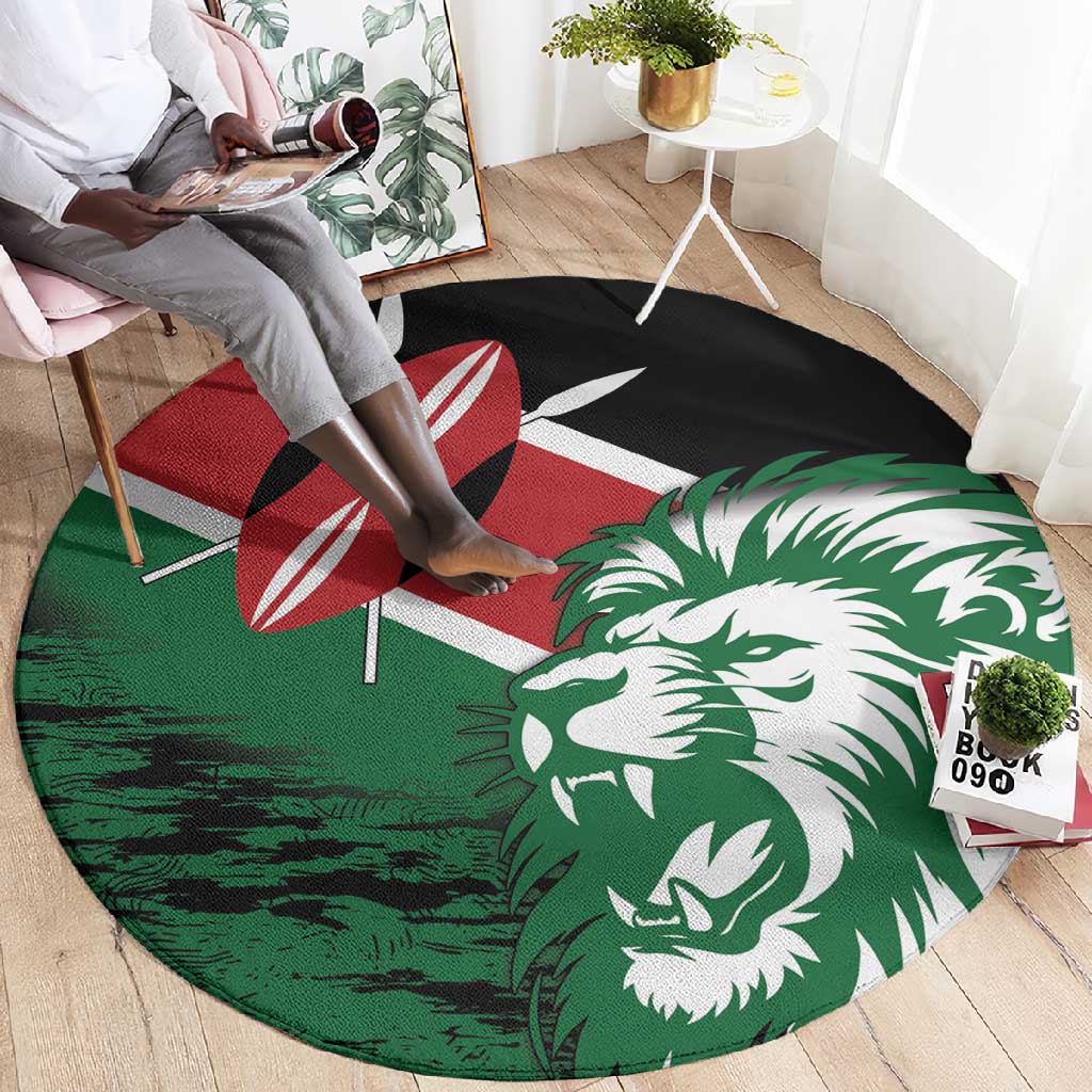 Afro Kenya Lion Head Round Carpet Flag Style LT18