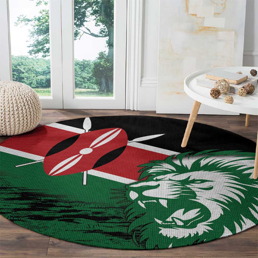 Afro Kenya Lion Head Round Carpet Flag Style LT18