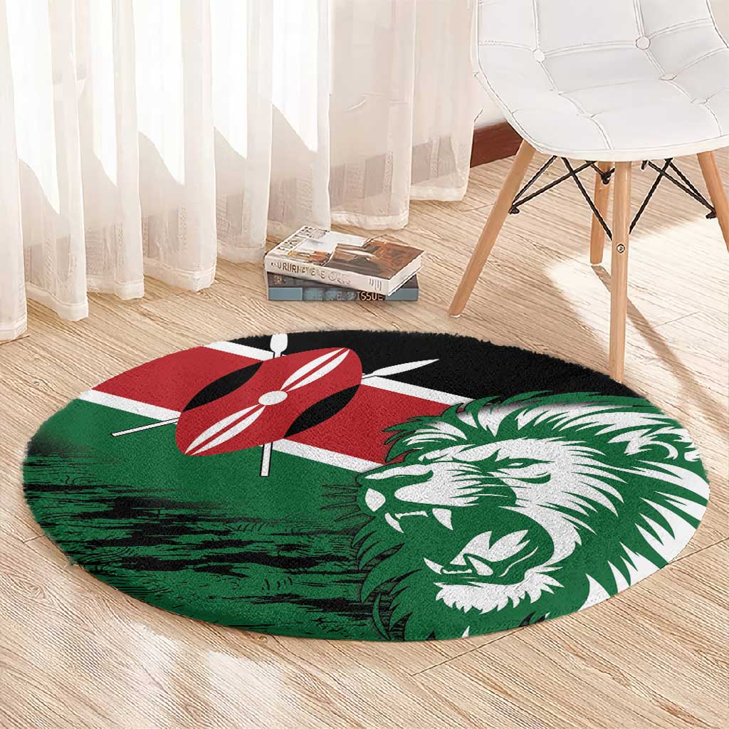 Afro Kenya Lion Head Round Carpet Flag Style LT18