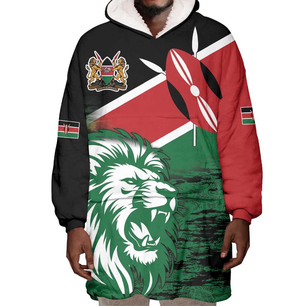 Afro Kenya Lion Head Wearable Blanket Hoodie Flag Style LT18