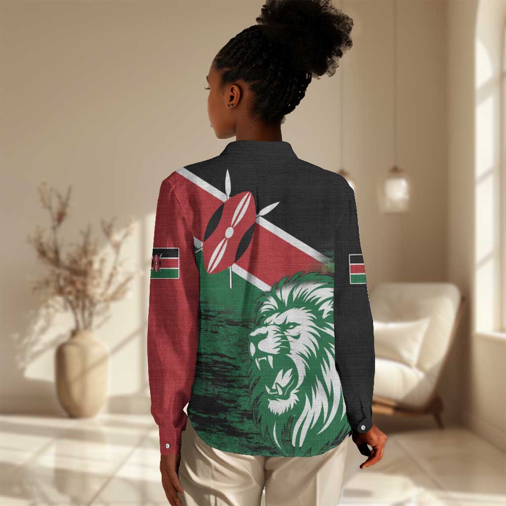 Afro Kenya Lion Head Women Casual Shirt Flag Style LT18