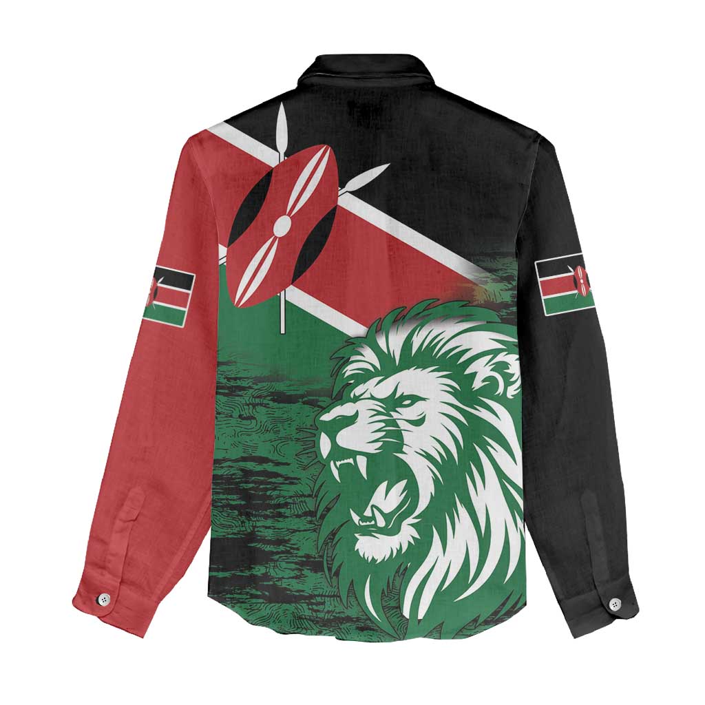 Afro Kenya Lion Head Women Casual Shirt Flag Style LT18