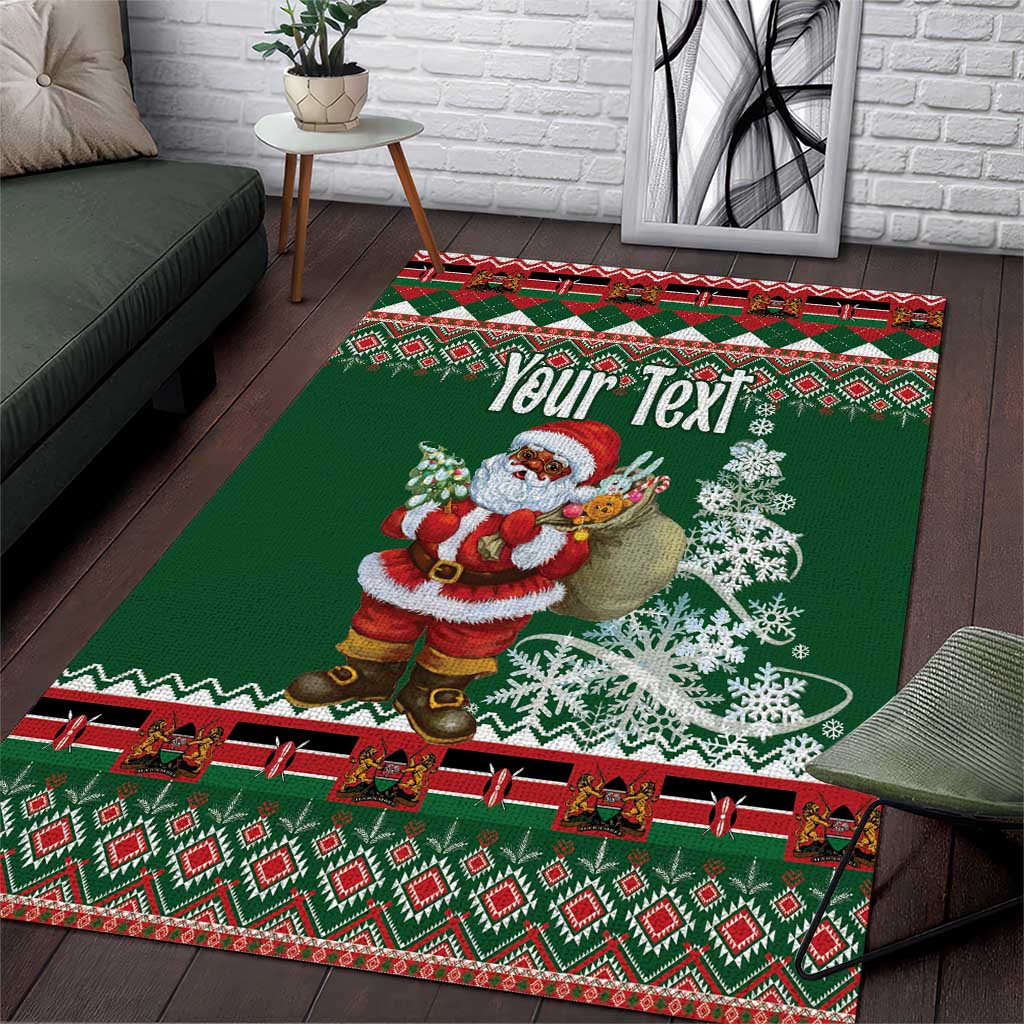 Personalized Afro Kenya Christmas Area Rug African Santa -  Folk Pattern LT18