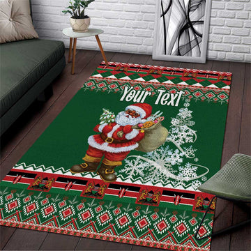 Personalized Afro Kenya Christmas Area Rug African Santa -  Folk Pattern LT18