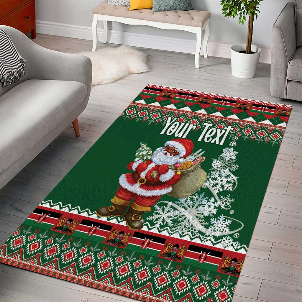 Personalized Afro Kenya Christmas Area Rug African Santa -  Folk Pattern LT18