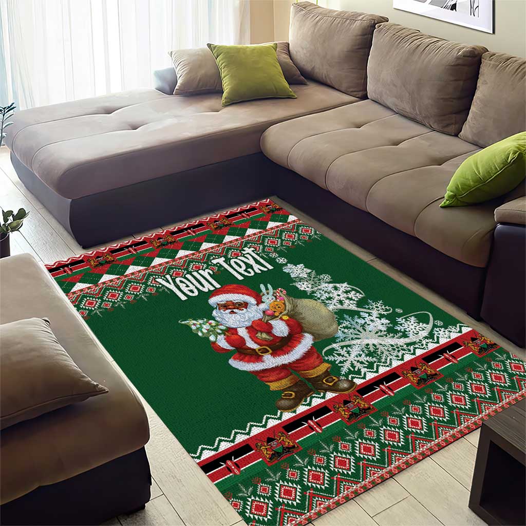 Personalized Afro Kenya Christmas Area Rug African Santa -  Folk Pattern LT18