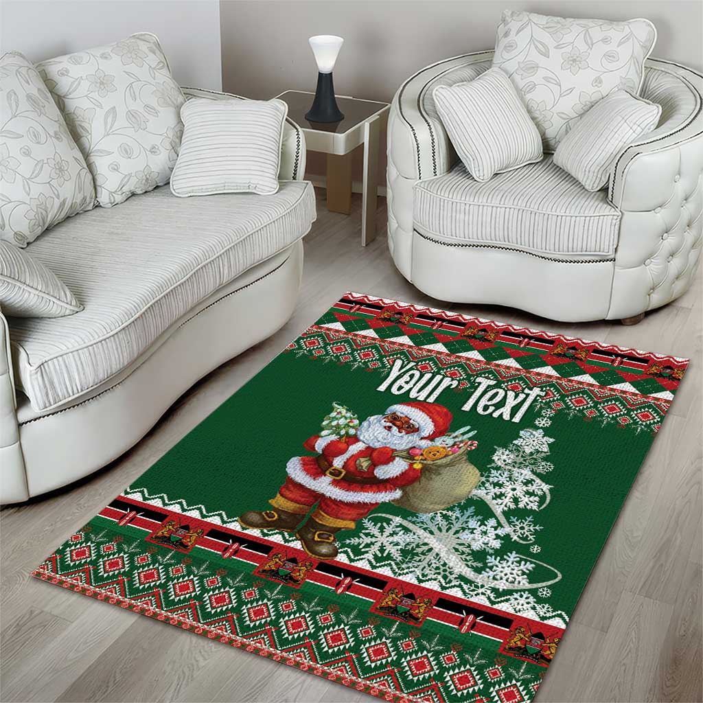 Personalized Afro Kenya Christmas Area Rug African Santa -  Folk Pattern LT18