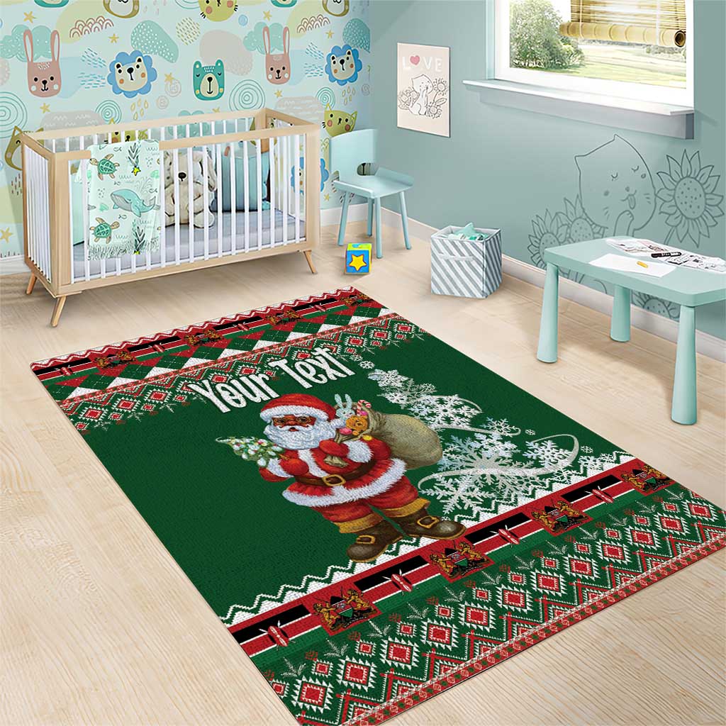Personalized Afro Kenya Christmas Area Rug African Santa -  Folk Pattern LT18
