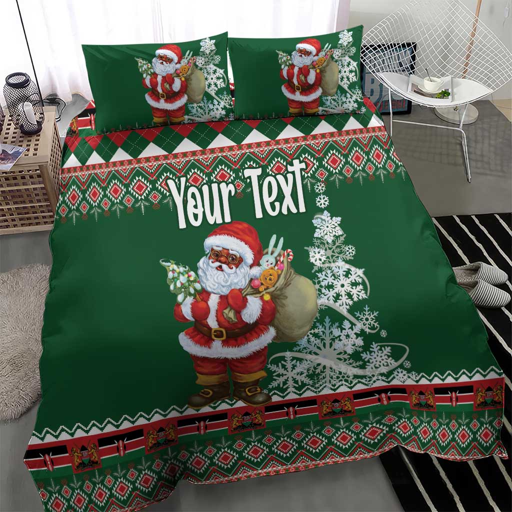Personalized Afro Kenya Christmas Bedding Set African Santa -  Folk Pattern LT18