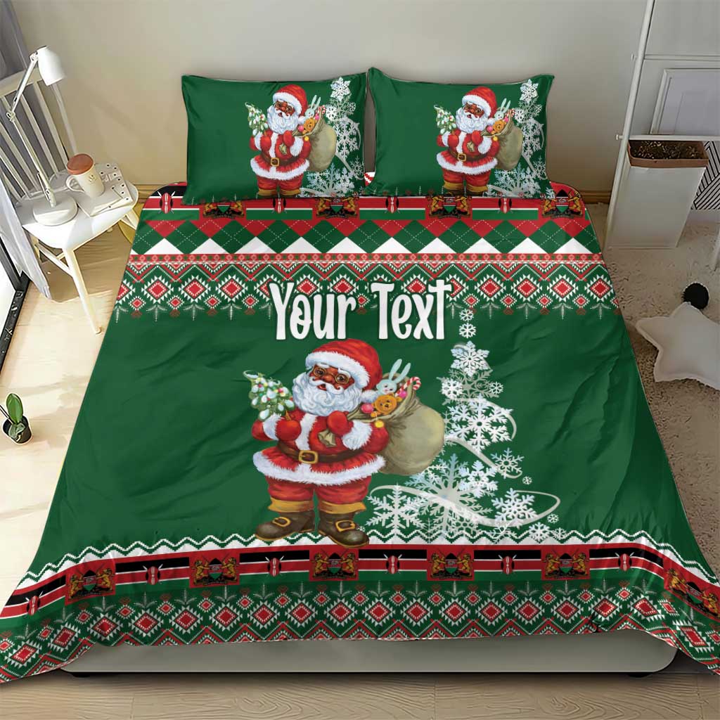 Personalized Afro Kenya Christmas Bedding Set African Santa -  Folk Pattern LT18