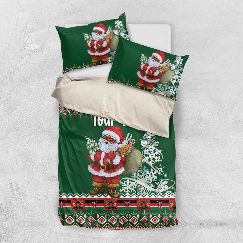 Personalized Afro Kenya Christmas Bedding Set African Santa -  Folk Pattern LT18