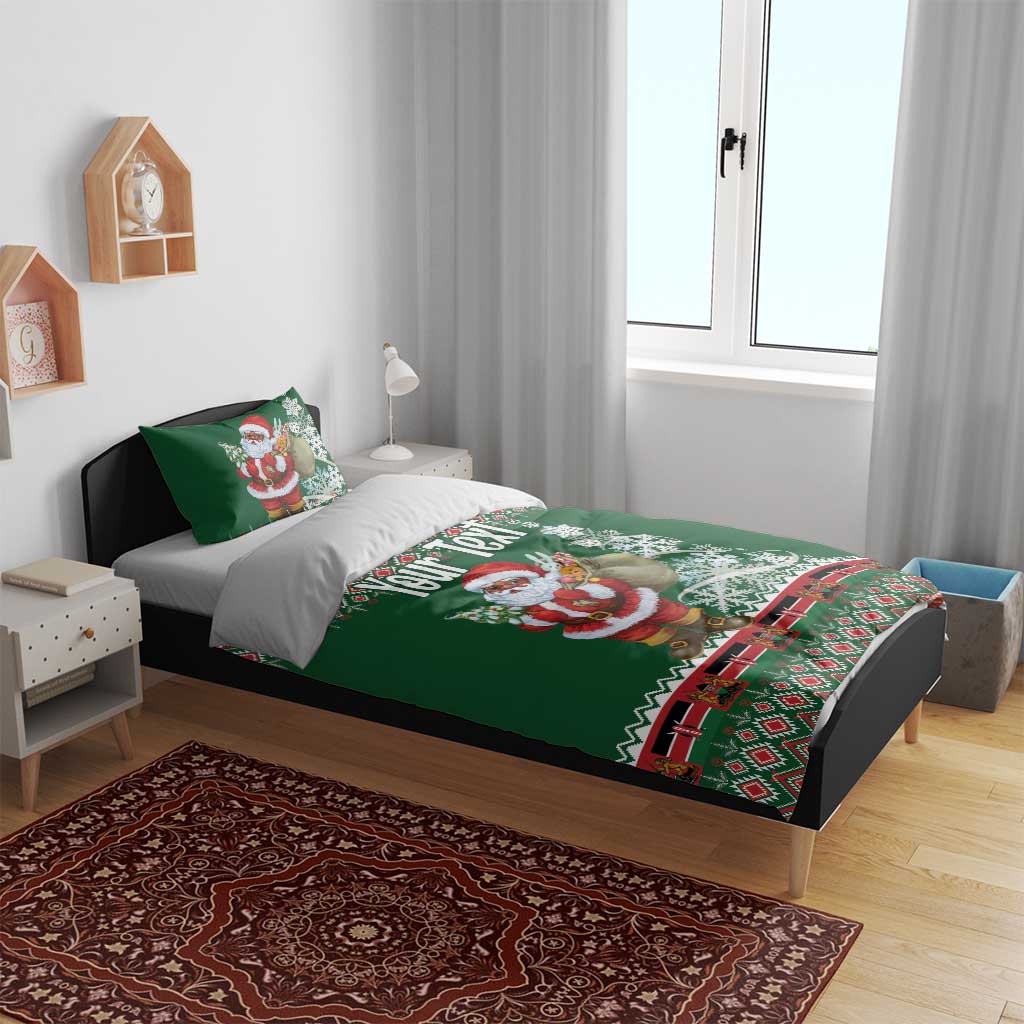 Personalized Afro Kenya Christmas Bedding Set African Santa -  Folk Pattern LT18