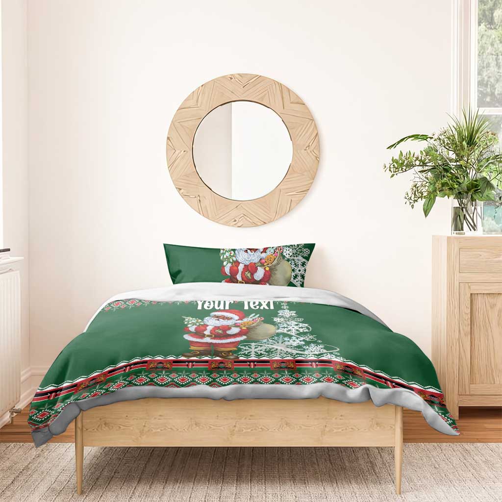 Personalized Afro Kenya Christmas Bedding Set African Santa -  Folk Pattern LT18